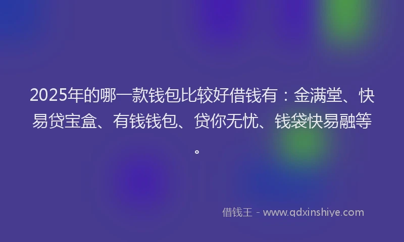 2025年的哪一款钱包比较好借钱有：金满堂、快易贷宝盒、有钱钱包、贷你无忧、钱袋快易融等。