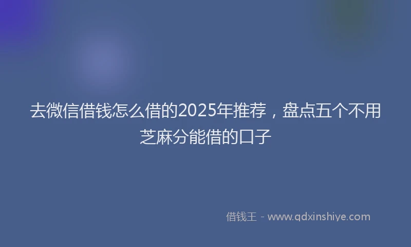 去微信借钱怎么借的2025年推荐，盘点五个不用芝麻分能借的口子