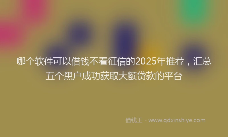 哪个软件可以借钱不看征信的2025年推荐，汇总五个黑户成功获取大额贷款的平台