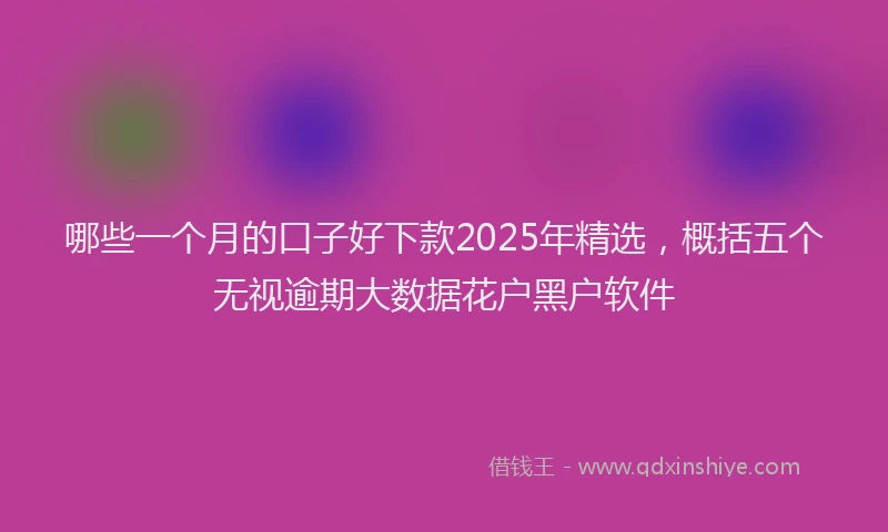 哪些一个月的口子好下款2025年精选，概括五个无视逾期大数据花户黑户软件
