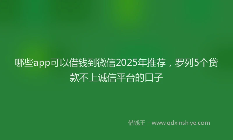 哪些app可以借钱到微信2025年推荐，罗列5个贷款不上诚信平台的口子