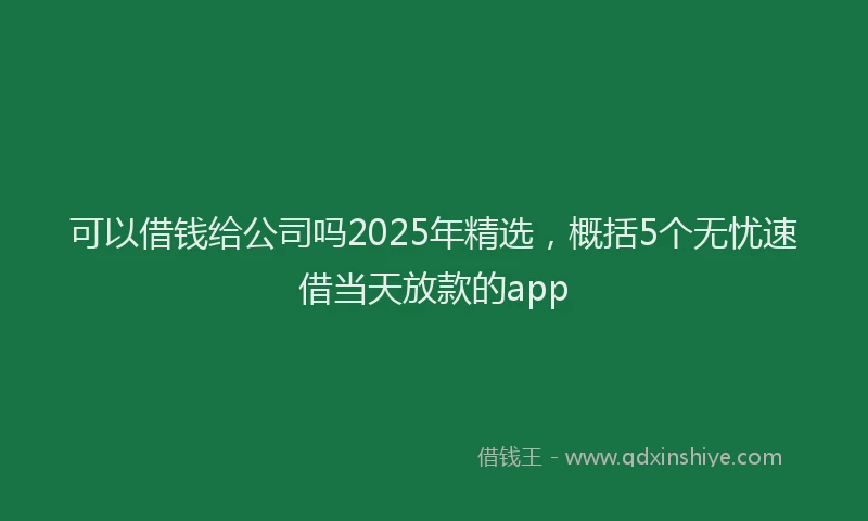 可以借钱给公司吗2025年精选，概括5个无忧速借当天放款的app