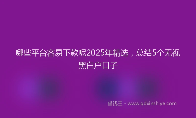 哪些平台容易下款呢2025年精选，总结5个无视黑白户口子