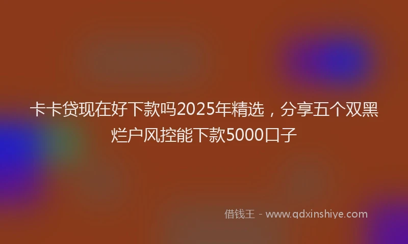 卡卡贷现在好下款吗2025年精选，分享五个双黑烂户风控能下款5000口子