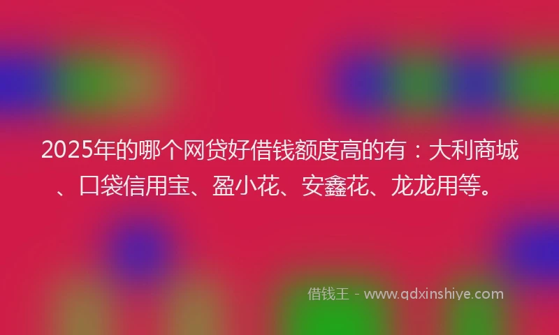 2025年的哪个网贷好借钱额度高的有：大利商城、口袋信用宝、盈小花、安鑫花、龙龙用等。
