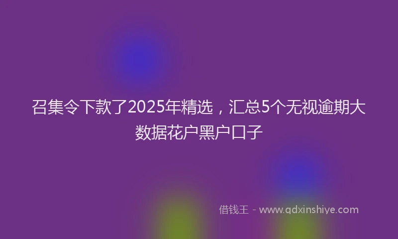 召集令下款了2025年精选，汇总5个无视逾期大数据花户黑户口子