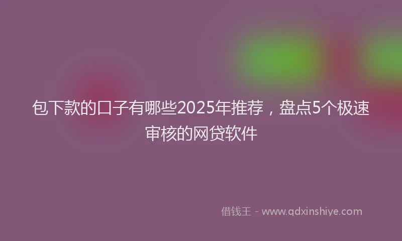 包下款的口子有哪些2025年推荐，盘点5个极速审核的网贷软件