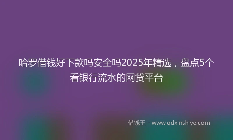 哈罗借钱好下款吗安全吗2025年精选，盘点5个看银行流水的网贷平台