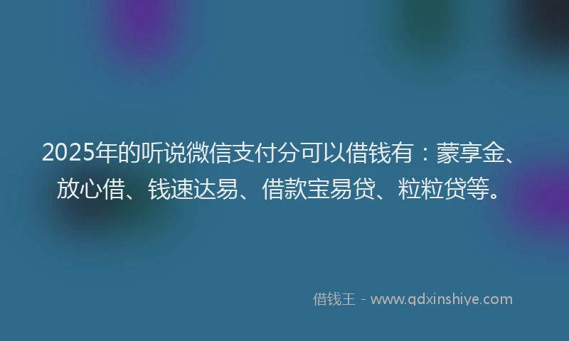 2025年的听说微信支付分可以借钱有：蒙享金、放心借、钱速达易、借款宝易贷、粒粒贷等。