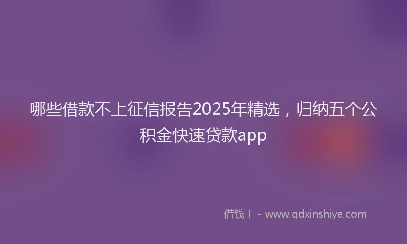 哪些借款不上征信报告2025年精选，归纳五个公积金快速贷款app