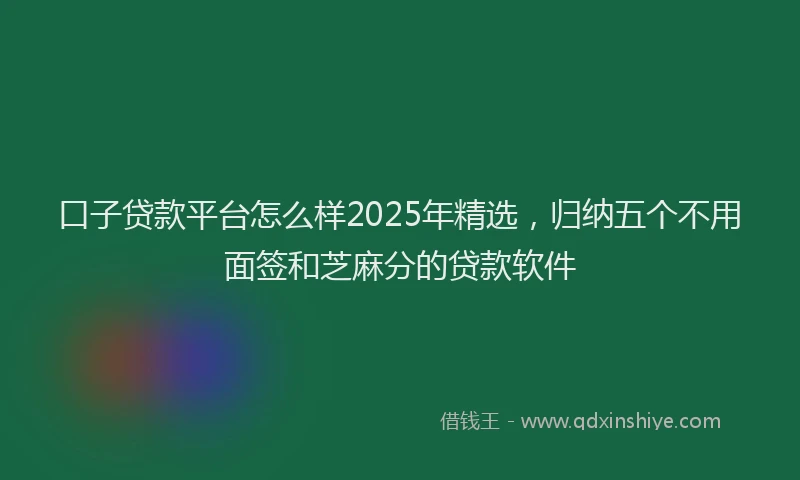 口子贷款平台怎么样2025年精选，归纳五个不用面签和芝麻分的贷款软件