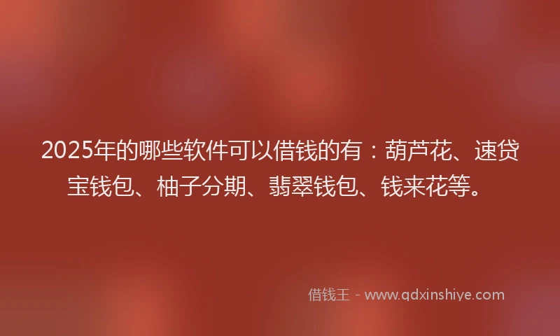 2025年的哪些软件可以借钱的有：葫芦花、速贷宝钱包、柚子分期、翡翠钱包、钱来花等。