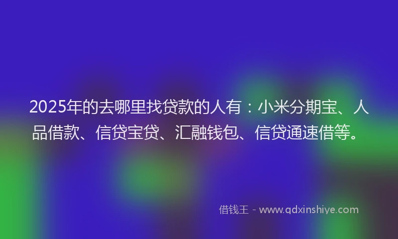 2025年的去哪里找贷款的人有：小米分期宝、人品借款、信贷宝贷、汇融钱包、信贷通速借等。