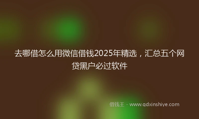 去哪借怎么用微信借钱2025年精选，汇总五个网贷黑户必过软件