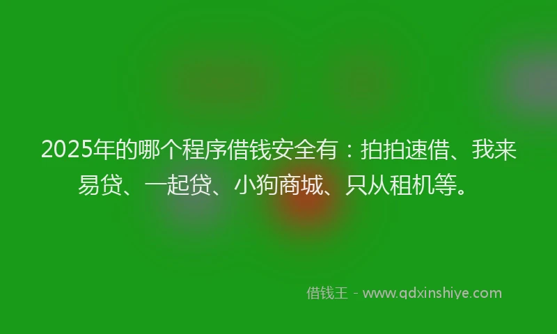 2025年的哪个程序借钱安全有：拍拍速借、我来易贷、一起贷、小狗商城、只从租机等。
