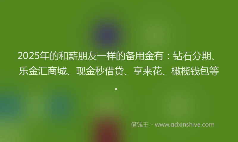 2025年的和薪朋友一样的备用金有：钻石分期、乐金汇商城、现金秒借贷、享来花、橄榄钱包等。