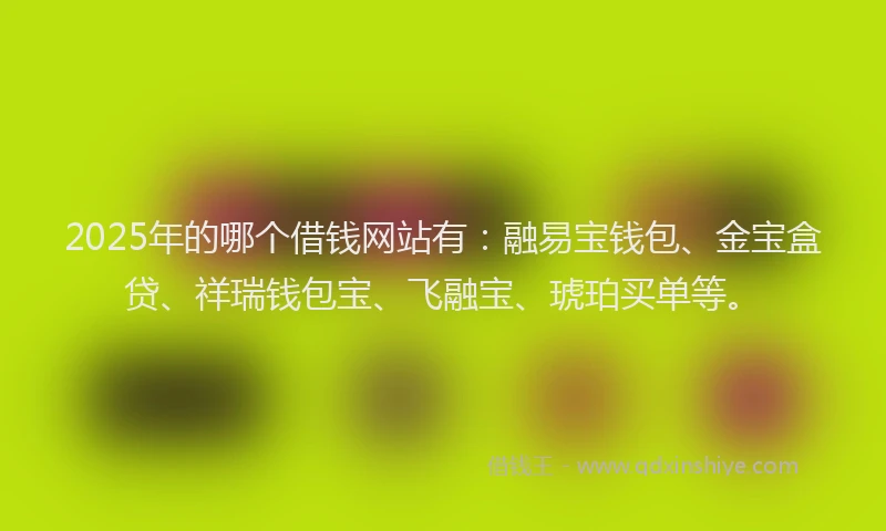 2025年的哪个借钱网站有：融易宝钱包、金宝盒贷、祥瑞钱包宝、飞融宝、琥珀买单等。
