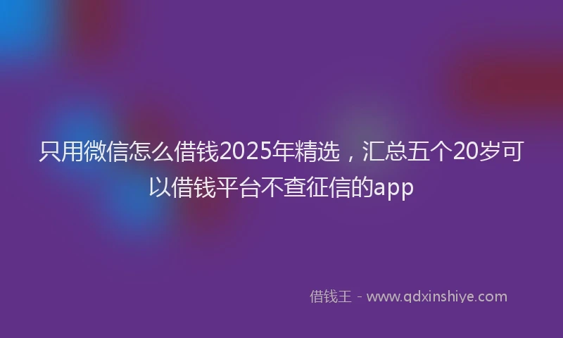 只用微信怎么借钱2025年精选，汇总五个20岁可以借钱平台不查征信的app