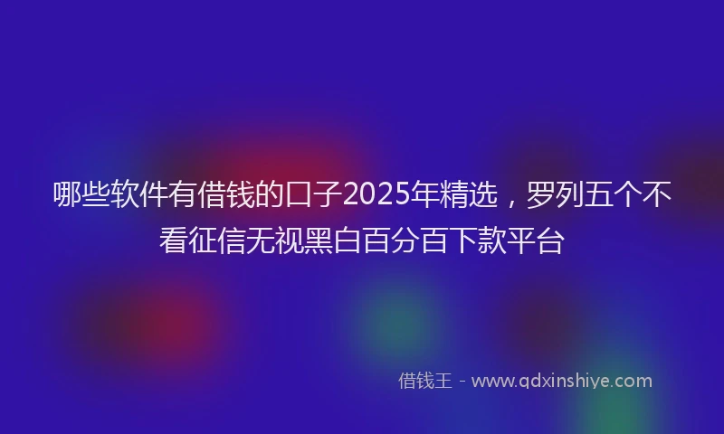 哪些软件有借钱的口子2025年精选，罗列五个不看征信无视黑白百分百下款平台