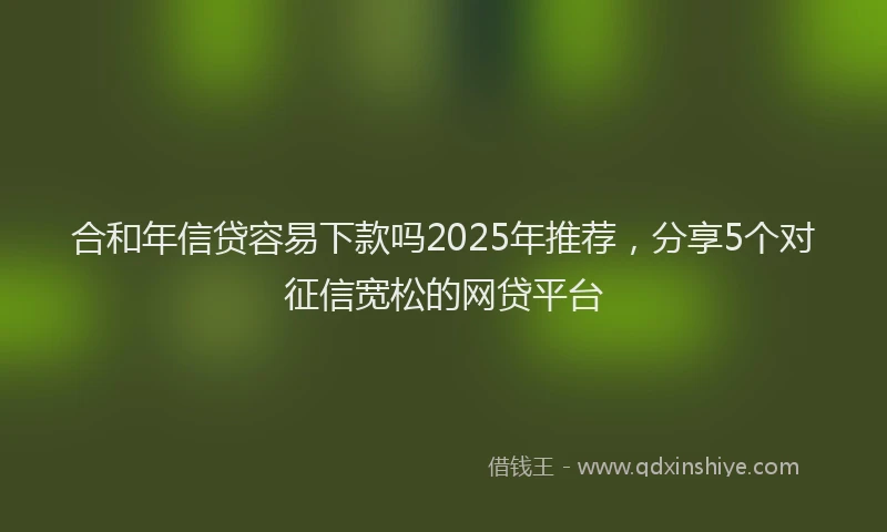 合和年信贷容易下款吗2025年推荐，分享5个对征信宽松的网贷平台