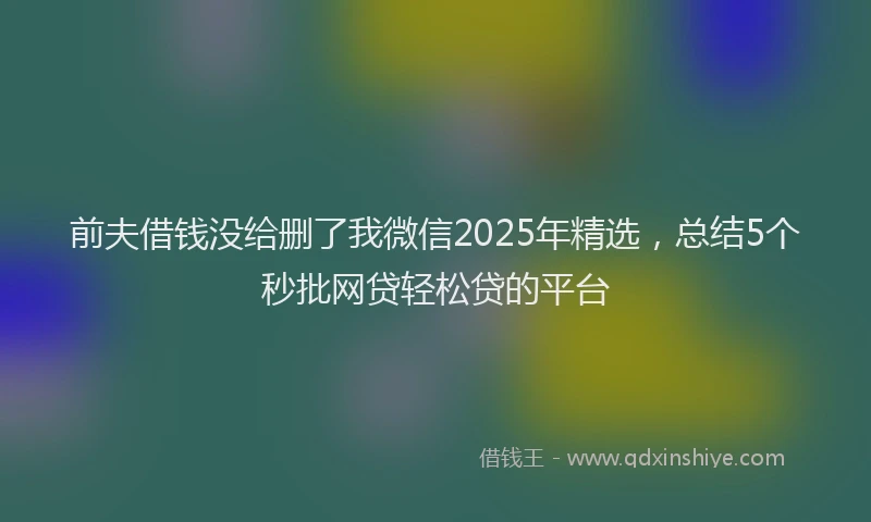 前夫借钱没给删了我微信2025年精选，总结5个秒批网贷轻松贷的平台