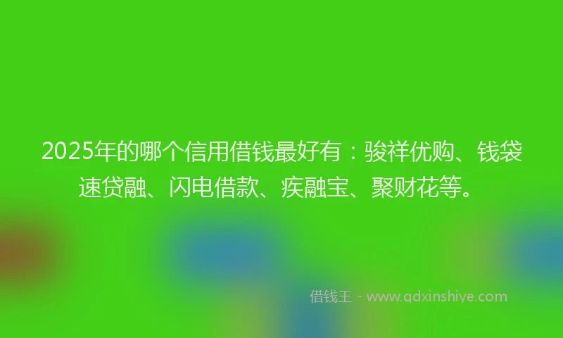 2025年的哪个信用借钱最好有：骏祥优购、钱袋速贷融、闪电借款、疾融宝、聚财花等。