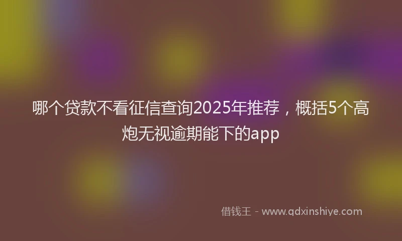 哪个贷款不看征信查询2025年推荐，概括5个高炮无视逾期能下的app