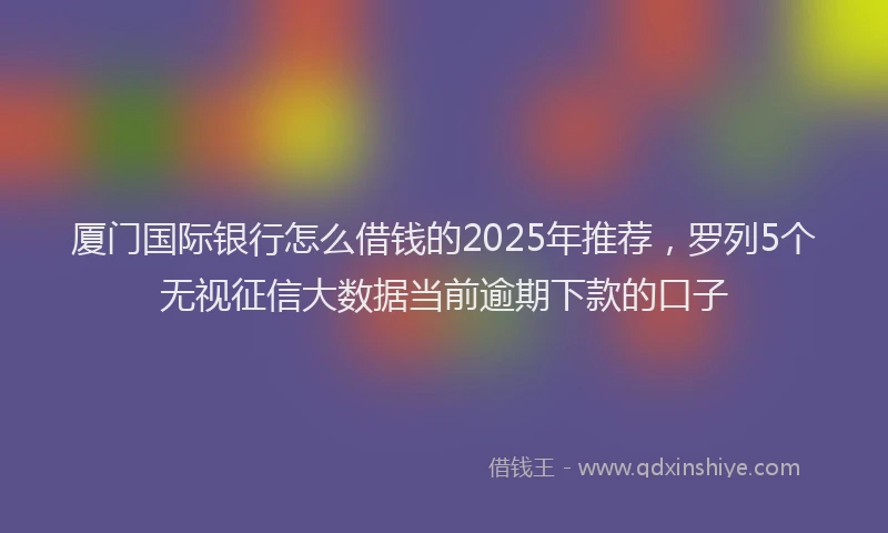 厦门国际银行怎么借钱的2025年推荐，罗列5个无视征信大数据当前逾期下款的口子