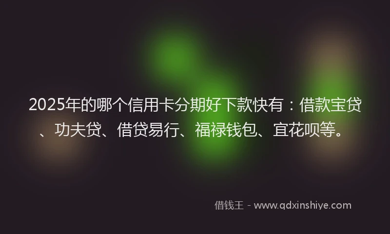 2025年的哪个信用卡分期好下款快有：借款宝贷、功夫贷、借贷易行、福禄钱包、宜花呗等。