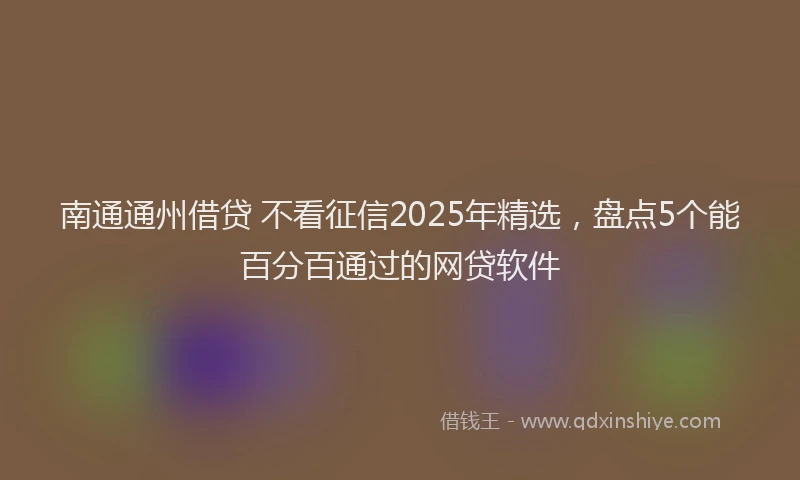 南通通州借贷 不看征信2025年精选，盘点5个能百分百通过的网贷软件
