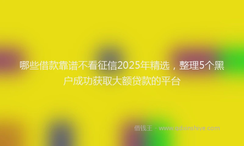 哪些借款靠谱不看征信2025年精选，整理5个黑户成功获取大额贷款的平台