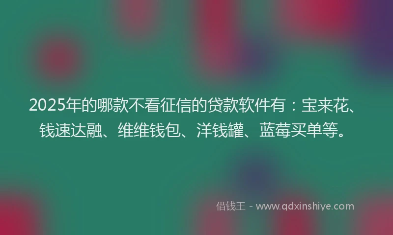 2025年的哪款不看征信的贷款软件有：宝来花、钱速达融、维维钱包、洋钱罐、蓝莓买单等。