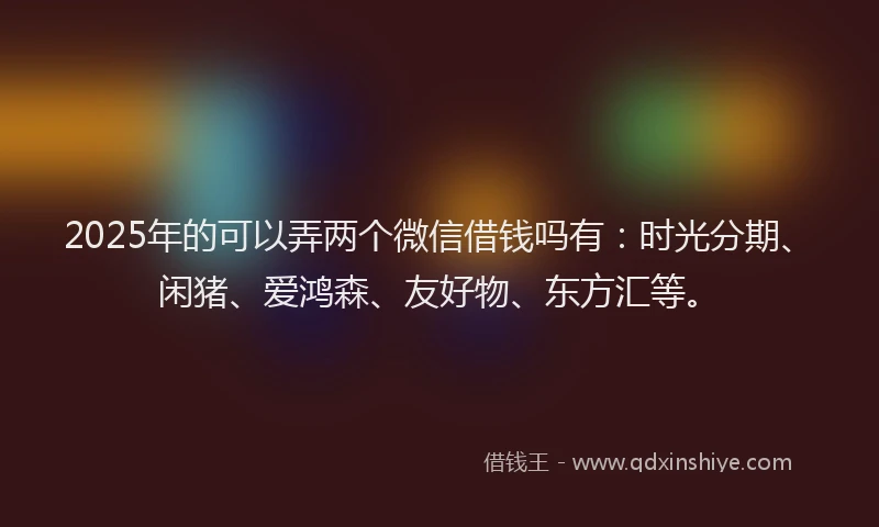2025年的可以弄两个微信借钱吗有：时光分期、闲猪、爱鸿森、友好物、东方汇等。