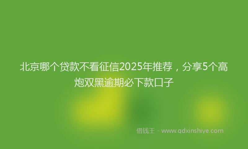 北京哪个贷款不看征信2025年推荐，分享5个高炮双黑逾期必下款口子