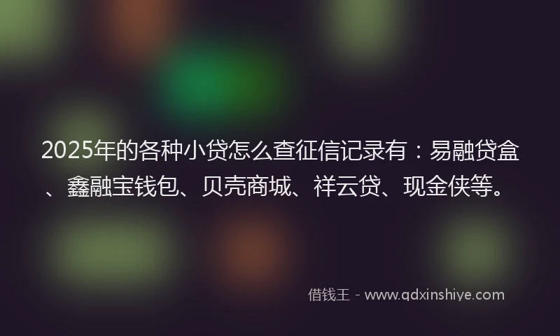 2025年的各种小贷怎么查征信记录有：易融贷盒、鑫融宝钱包、贝壳商城、祥云贷、现金侠等。