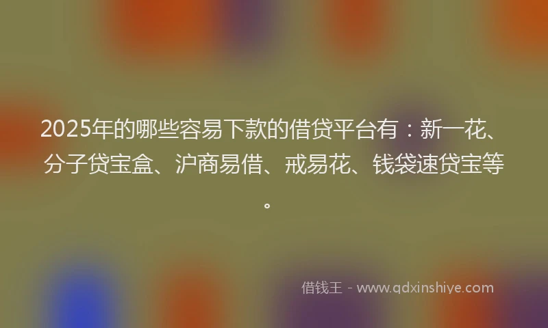 2025年的哪些容易下款的借贷平台有：新一花、分子贷宝盒、沪商易借、戒易花、钱袋速贷宝等。