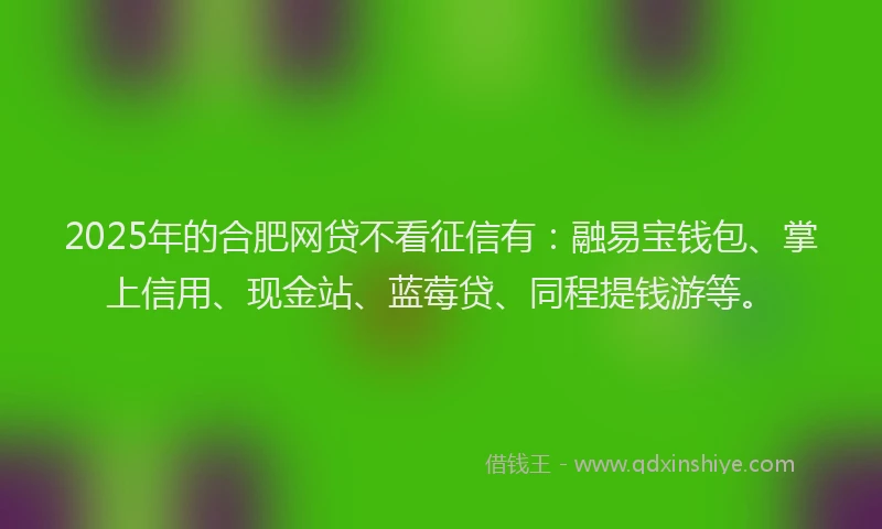 2025年的合肥网贷不看征信有：融易宝钱包、掌上信用、现金站、蓝莓贷、同程提钱游等。