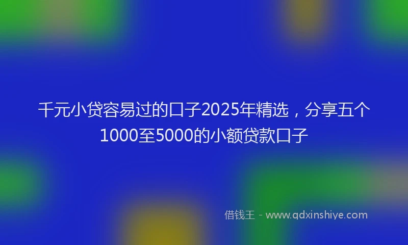 千元小贷容易过的口子2025年精选，分享五个1000至5000的小额贷款口子