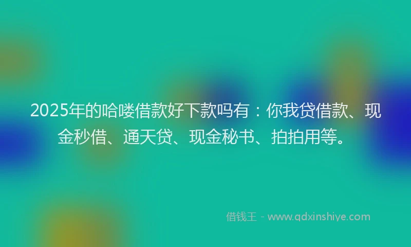 2025年的哈喽借款好下款吗有：你我贷借款、现金秒借、通天贷、现金秘书、拍拍用等。