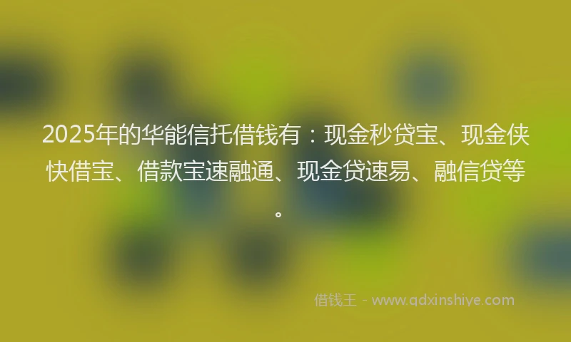 2025年的华能信托借钱有：现金秒贷宝、现金侠快借宝、借款宝速融通、现金贷速易、融信贷等。