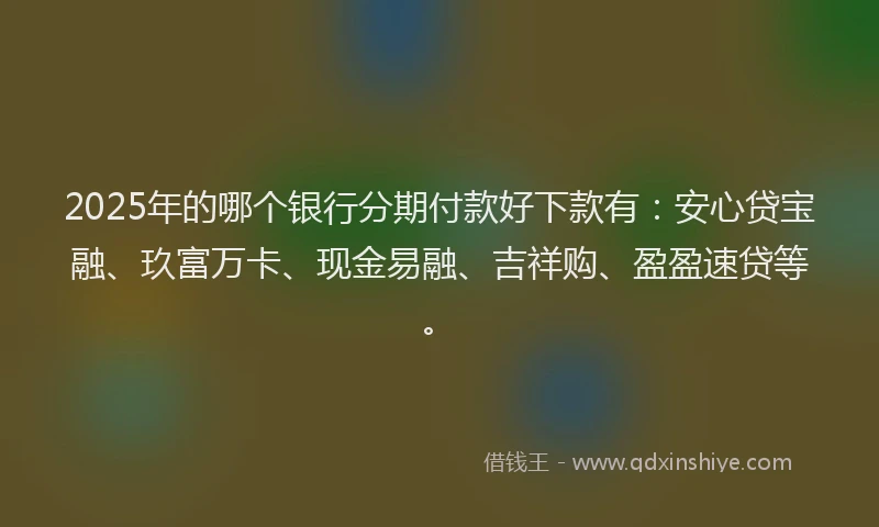 2025年的哪个银行分期付款好下款有：安心贷宝融、玖富万卡、现金易融、吉祥购、盈盈速贷等。