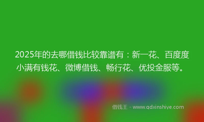 2025年的去哪借钱比较靠谱有：新一花、百度度小满有钱花、微博借钱、畅行花、优投金服等。