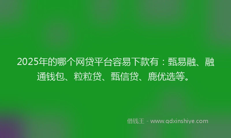 2025年的哪个网贷平台容易下款有：甄易融、融通钱包、粒粒贷、甄信贷、鹿优选等。