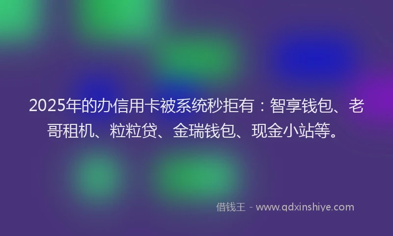 2025年的办信用卡被系统秒拒有：智享钱包、老哥租机、粒粒贷、金瑞钱包、现金小站等。