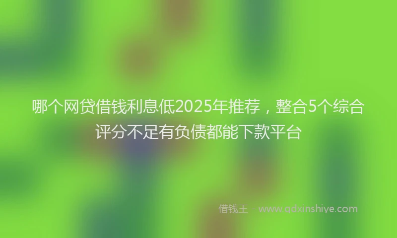 哪个网贷借钱利息低2025年推荐，整合5个综合评分不足有负债都能下款平台