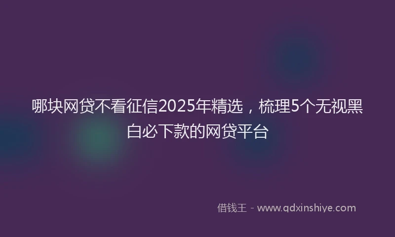 哪块网贷不看征信2025年精选，梳理5个无视黑白必下款的网贷平台