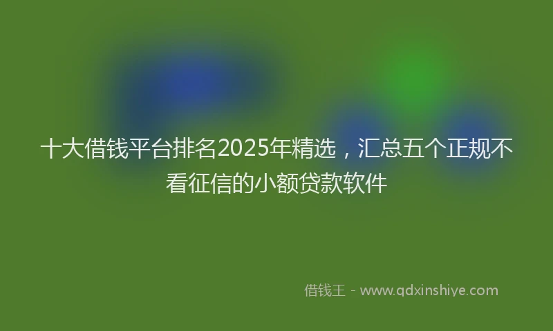 十大借钱平台排名2025年精选，汇总五个正规不看征信的小额贷款软件