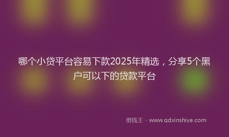 哪个小贷平台容易下款2025年精选，分享5个黑户可以下的贷款平台