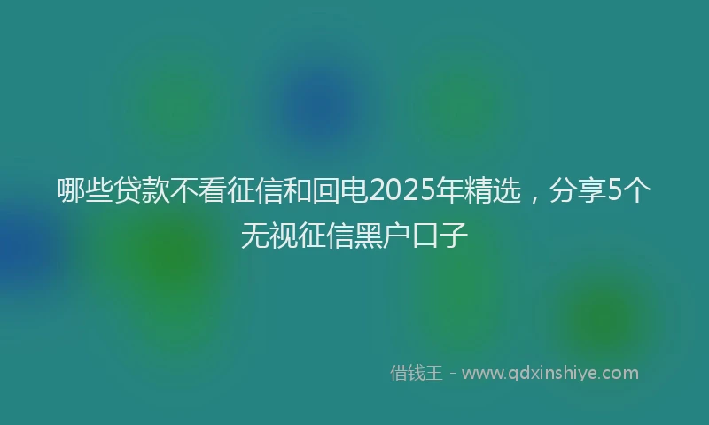 哪些贷款不看征信和回电2025年精选，分享5个无视征信黑户口子