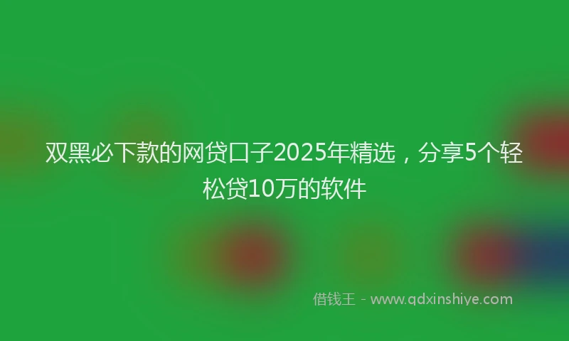 双黑必下款的网贷口子2025年精选，分享5个轻松贷10万的软件